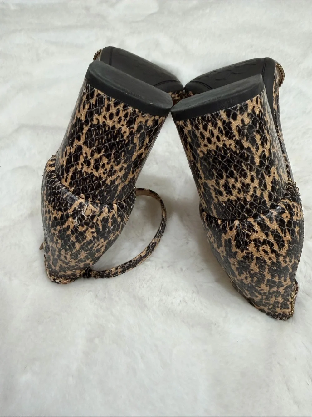 COACH Leopard Print Ankle-Strap Block Heel Sandals - Tan/Black Size 6